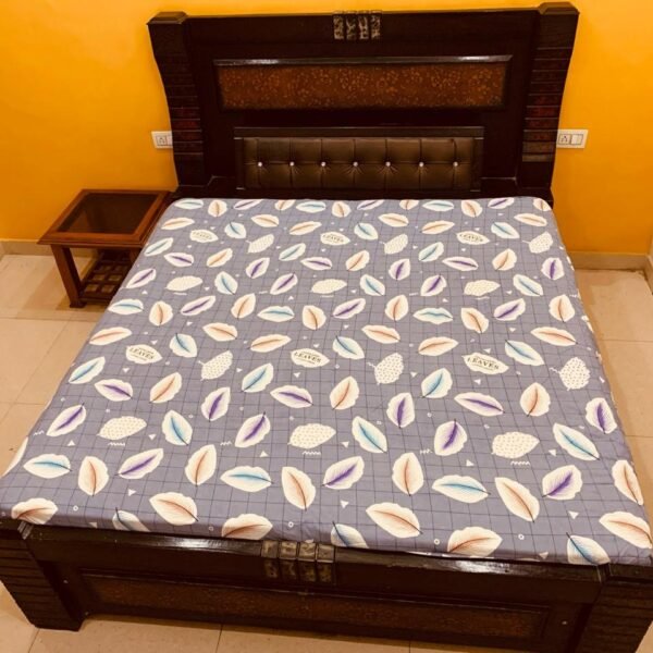 THE BEDDING COLLECTIVE 144 TC Cotton Double Floral (Elastic) Bedsheet (Pack of 1, Grey, White)ELGW007